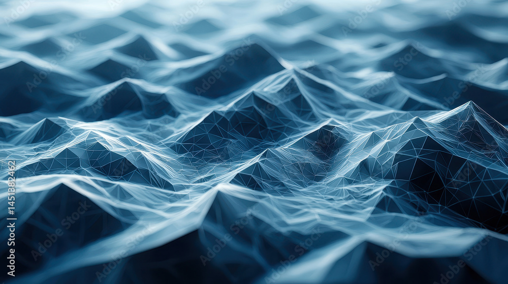 Poster abstract 3d polygon background reveals realistic low poly peaks and valleys in a detailed 4k side an