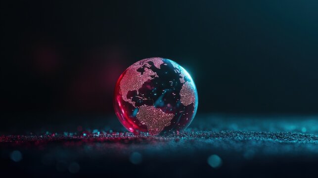 Holographic globe surrounded by floating data, symbolizing global market connectivity and expansion