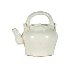 teapot isolated on white  Vintage Decorative Studio Art Pottery Teapot With Abstract Design