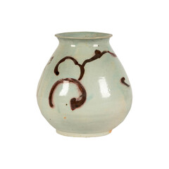 ceramic vase isolated on white backgroundLot - A Korean Iron-Glazed Ceramic Jar  