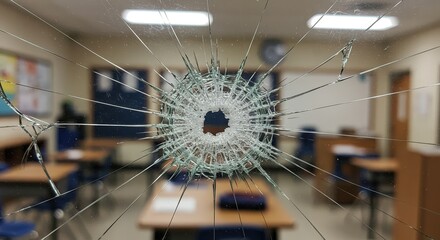 Shattered Classroom Window: A Symbol of Crisis
