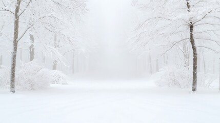 Frozen Forest with Light Snowfall and Subtle Pale Light
