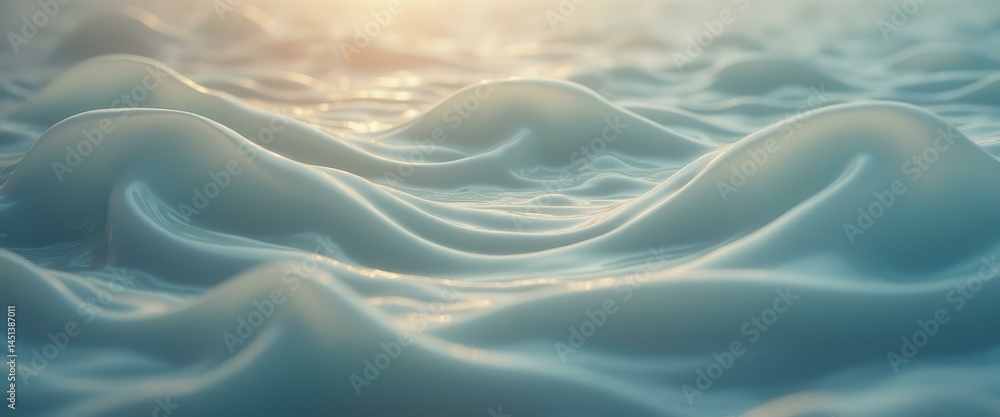 Poster Abstract waves reflecting soft light, creating a serene and mesmerizing visual landscape.