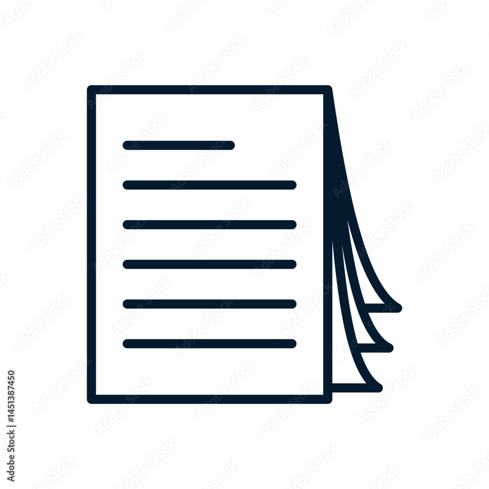 Aufkleber stack of paper, document. vector linear icon isolated on white background.