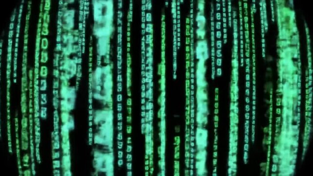 Falling Digital Numbers in Green Slow Motion Data Stream Effect