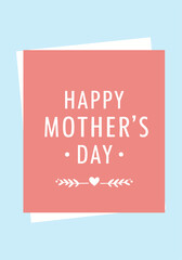 Mothers Day Card with Heart and Floral Accents on Coral Background