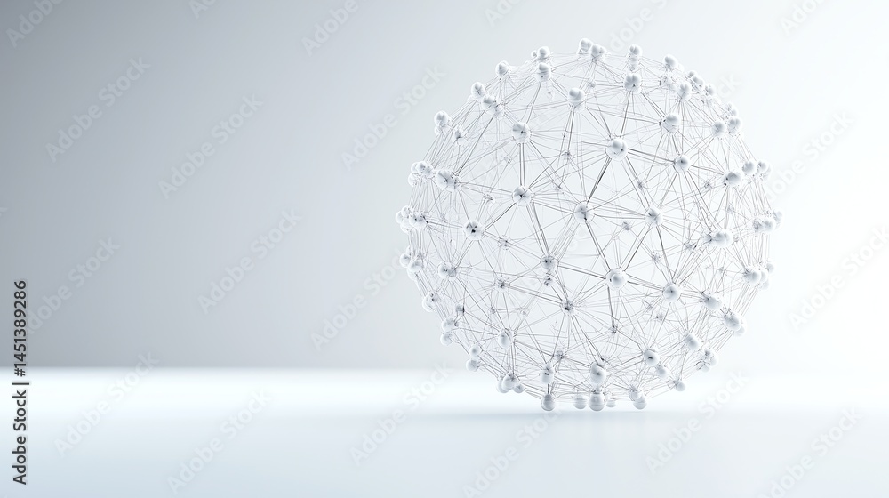 Aufkleber white molecule or atom structure on clean white background with copy space