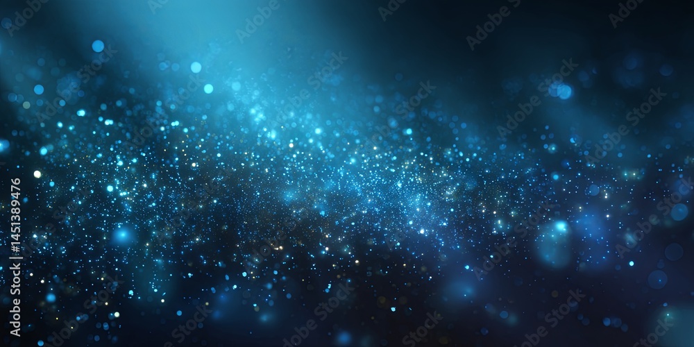 Fototapete Ethereal Light Patterns with Shimmering Blue Particles and Soft Glowing Effects in a Night Sky Atmosphere for Abstract Backgrounds and Designs