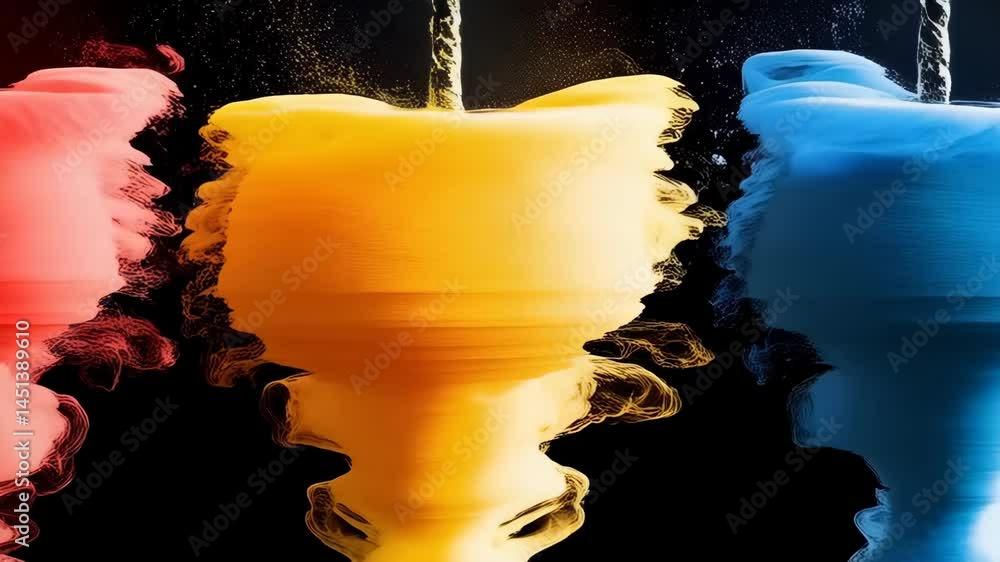 Aufkleber colorful ink drops creating abstract smoke cloud shapes in a dark background for artistic visual eff