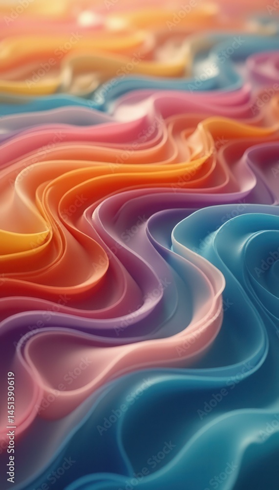 Poster Fluid Pastel Waves - A Soft and Serene Abstract with Vibrant Color Gradients