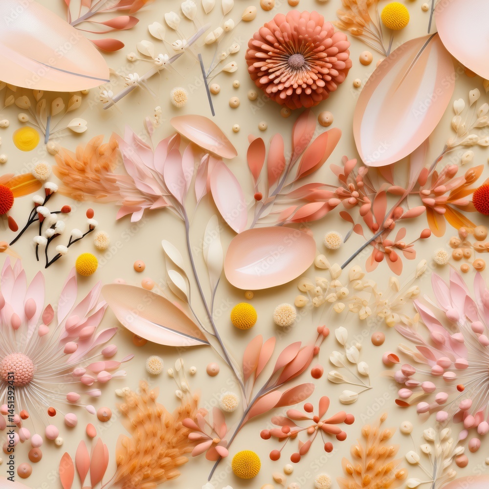 Poster vibrant collage of natural textures on an abstract background creating a seamless pattern design