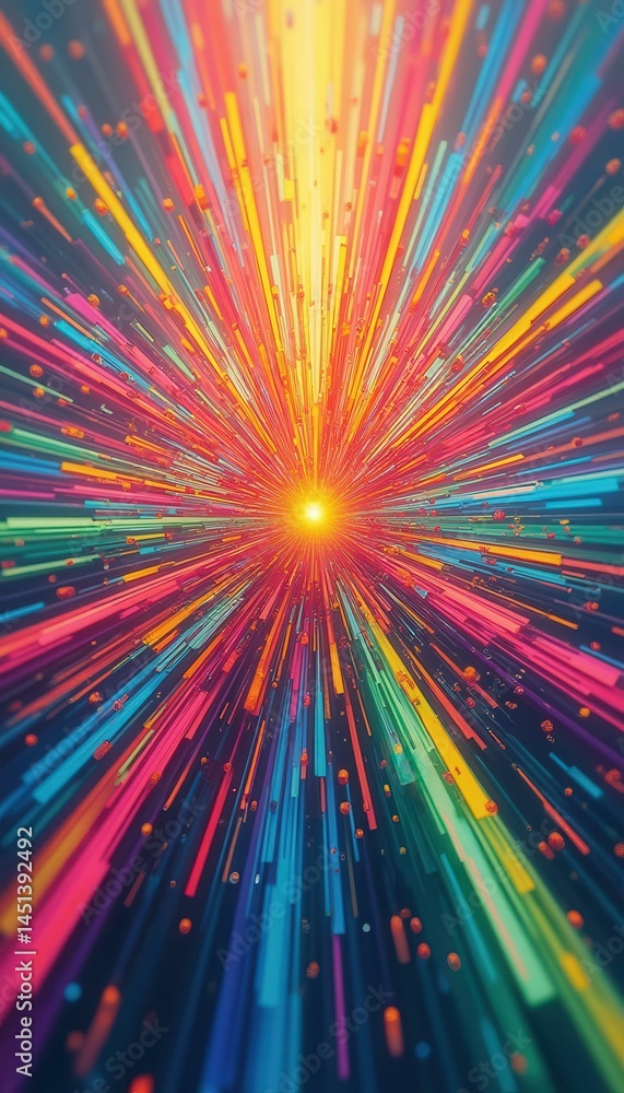 Leinwandbilder Abstract Multicolored Light Beams Radiating from a Central Point of Light Creating a Starburst Effect