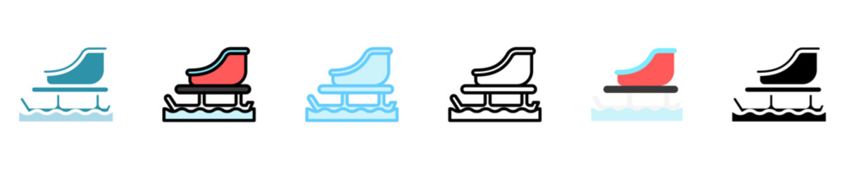 sled multi style, mini illustration icon set. use for modern concept, print, UI, UX kit, web and app development. Vector EPS 10, related to winter, cold season.