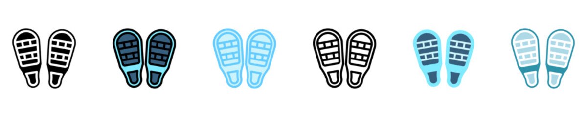 snowshoes multi style, mini illustration icon set. use for modern concept, print, UI, UX kit, web and app development. Vector EPS 10, related to winter, cold season.