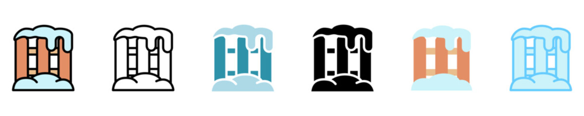 snow fence multi style, mini illustration icon set. use for modern concept, print, UI, UX kit, web and app development. Vector EPS 10, related to winter, cold season.