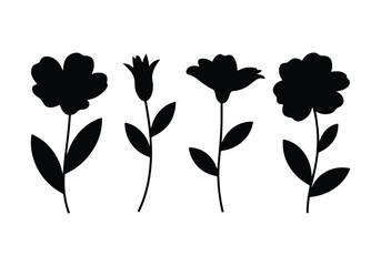 silhouette set of botanical flowers