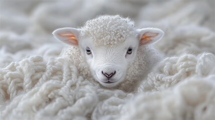 Sweet lamb nestled softly in wool, radiating innocence and gentle comfort