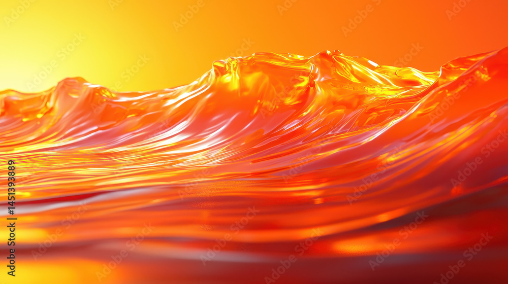 Poster a dynamic 3d visual art background displays a realistic orange wave with stunning 4k resolution, sho