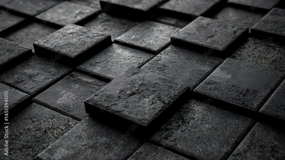 Poster a dynamic 3d background shows realistic stone squares angled to the side, creating a visually striki