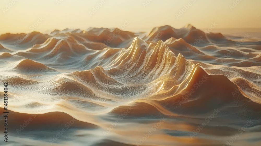 Aufkleber a 3d rendered dynamic visual of realistic sand dunes shimmers with golden light in a 4k side angle s
