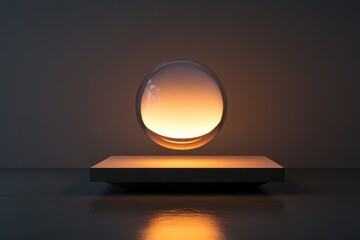 A minimalistic levitating light orb lamp with soft ambient glow and futuristic design transparent background