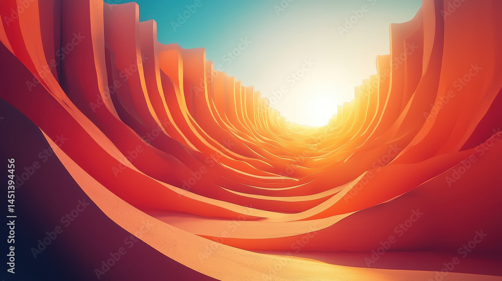 Poster a dynamic background with realistic 3d forms, side angle view in 4k resolution, showcasing flowing o