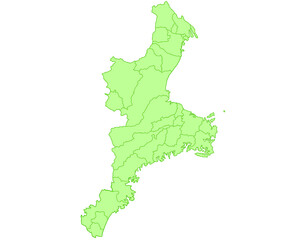 Fototapeta premium 三重県 地図 黄緑 イラスト