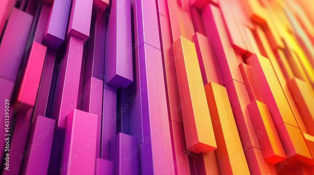 Poster a dynamic side view showcases a vivid array of colorful 3d blocks, creating a realistic, aesthetic b