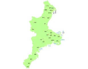 三重県　地図　黄緑　斑点　イラスト