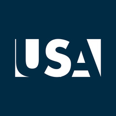 Modern USA Typography Logo on Dark Blue Background