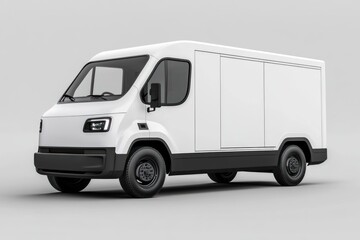 A next-generation clean white delivery EV with integrated smart branding panels and efficient design transparent background