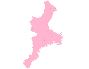 三重県　地図　ピンク　斑点　イラスト