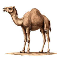 Elegant camel portrait against a transparent background, detailed illustration
