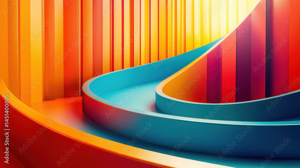 Poster realistic 4k rende displays colorful 3d background composition with layered side view and bright lig