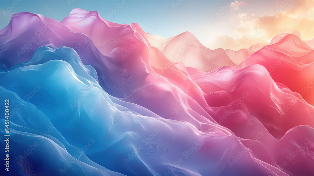 Poster ethereal 4k abstract background showcasing vibrant colors merging seamlessly in a realistic 3d lands