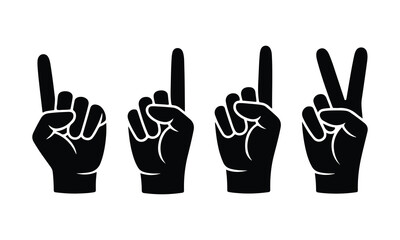 set of hand gestures silhouette vector illustration.