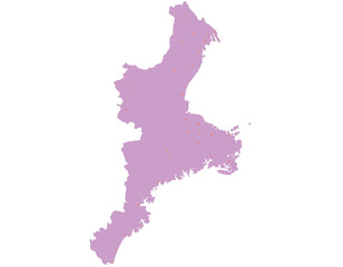 三重県　地図　紫　斑点　イラスト