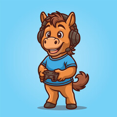 Gamer Horse with Headset
