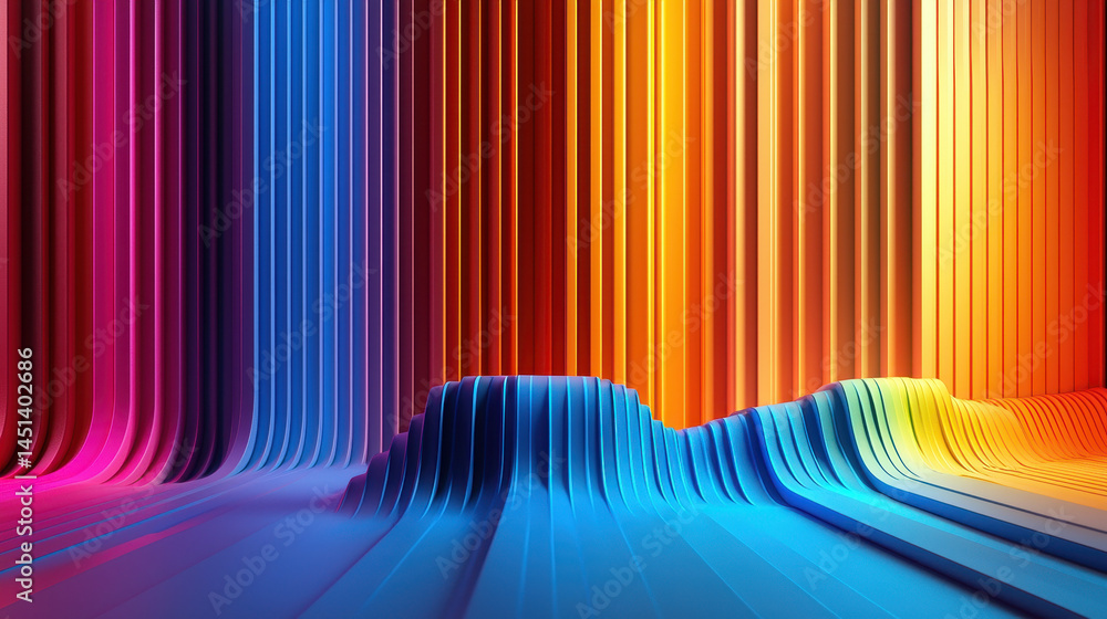Aufkleber a vibrant 3d background with bold graphics showcases a spectrum of colors in a realistic 4k resoluti
