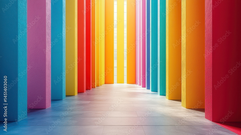 Aufkleber a vibrant 4k 3d background with bold colors showcasing a realistic side angle perspective through co