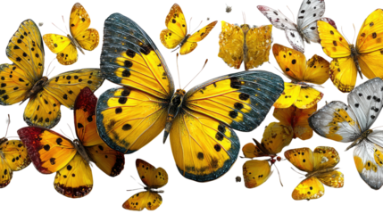 Yellow Butterflies in Flight: A vibrant composition of yellow butterflies fluttering gracefully, captured in stunning detail to showcase the beauty of nature and freedom.