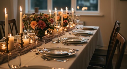 Romantic Dinner Table Setting Photo
