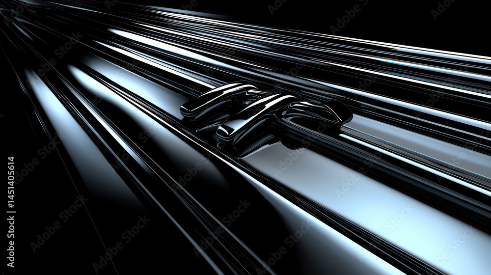 Poster a 4k artistic 3d background dynamically presents side angle views of realistic abstract metallic sha