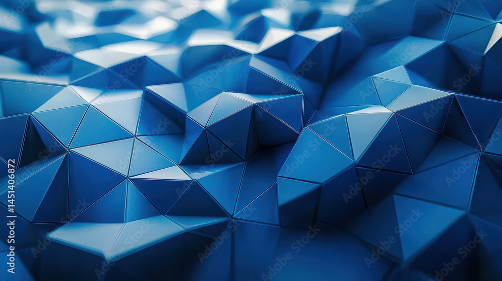 Aufkleber realistic 4k 3d abstract polygon art shows a complex and modern side with a deep blue background, cr