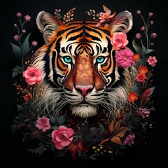 Floral Data Tiger Portrait