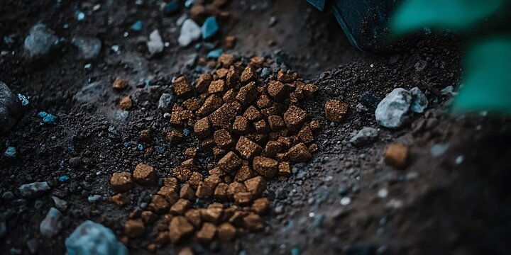 Pile of decomposed granite gravel scattered on a natural dirt surface