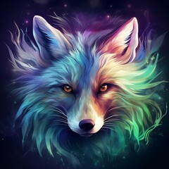 Aurora Borealis Fox Head Portrait