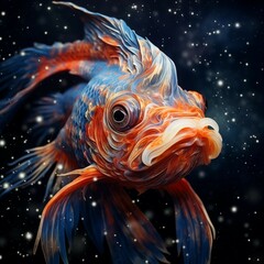 A koi’s head viewed close-up Portrait
