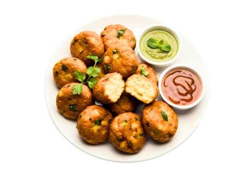 Crispy Chickpea Fritters isolated on transparent background - Powered by Adobe