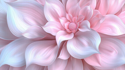 A realistic 4K 3D background displays an abstract flower art composition with delicate pink and white petals forming a beautiful and intricate floral pattern.